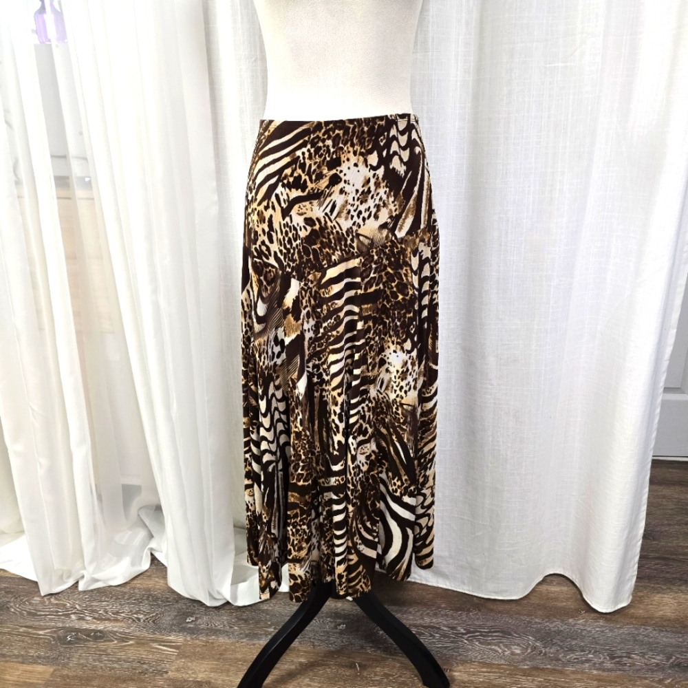 2/$30 VTG‎ Choices Animal Print Maxi Long Skirt Size S Mobwife  A Line Stretchy
